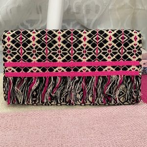 Roberta Roller Rabbit clutch. Pink. Black.